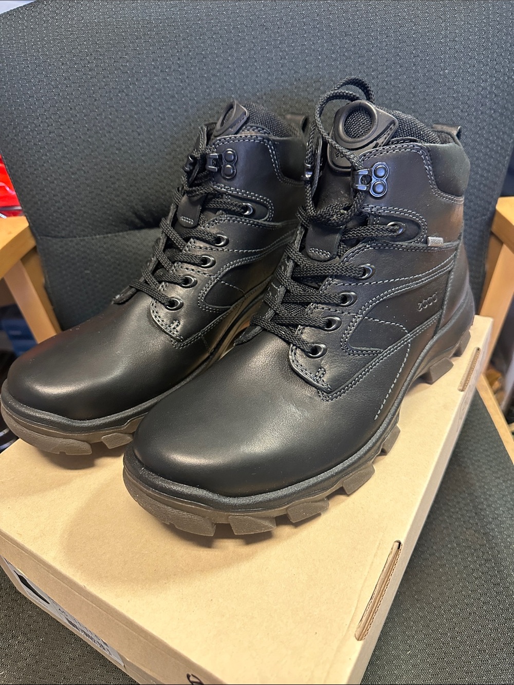 Men’s Ecco track 5 plain toe boot NWT & box size 11-11.5 (eu45)